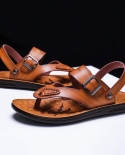 Chanclas de cuero de verano para hombre Zapatillas Sandalias de playa Zapatos casuales Mo