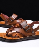 Chanclas de cuero de verano para hombre Zapatillas Sandalias de playa Zapatos casuales Mo