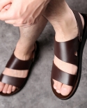  Men Sandals 2022leather Genuine Men Summer Shoes Man New Casual Comfor