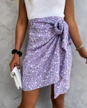  Wsevypo Chic High Waist Tie Up Wrapped Short Skirts Sweet Summer Women