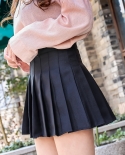 צבע אחיד מתוק חצאיות קפלים גבוהות מותן נשים בנות קו מתרחב חצאיות קצרות בסגנון preppy סגנון גברת מיני חצאיות קיץ