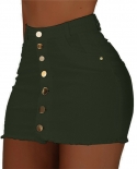  Women High Waist Bodycon Skirt Summer Buttons Denim Short Mini Skirts 