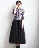 2022 autumn winter vintage tulle skirt women elastic high waist mesh s