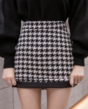  Fashion Womens Skirt Woolen Plaid High Waist Slim Buttocks Short Mini