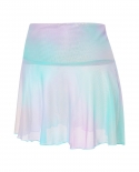 חצאיות מיני רשת נשפכות נשים צבע אחיד מותן גבוה חצאית קפלים חצאית קיץ מועדון חוף חצאיות נשים