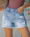 2022 summer womens casual vintage denim shorts button shorts skinny st