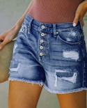  2022 Summer Womens Casual Vintage Denim Shorts Button Shorts Skinny St
