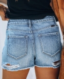  New Summer Womens Denim Shorts Casual Fashion Hole Jeans Shorts With 