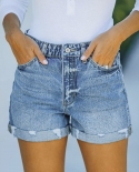 2022 new summer casual womens denim shorts tight streetwear mom jeans