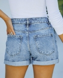 2022 new summer casual womens denim shorts tight streetwear mom jeans