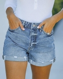  2022 New Summer Casual Womens Denim Shorts Tight Streetwear Mom Jeans