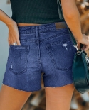  2022 New Summer Casual Womens Denim Shorts Tight Streetwear Ripped Sp