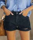  Womens Denim Shorts Summer Lady Clothing Crimping High Waist Jeans Sh