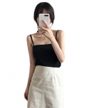  Summer Women Elestic Sling Crop Top Solid Color Knitted Vest Double Sh