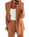  Women Formal Suit Jacket Fashion Solid Color Turndown Collar Office La