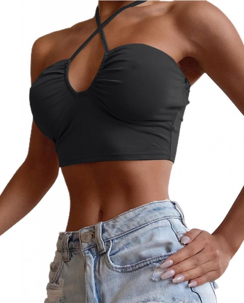  New Bodycon Cropped Vest Tops Summer Women Tube Top Backless Polyester