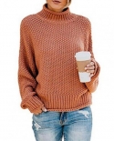  Turtleneck Women Knitted Sweater Oversize Rolled Edges Pullover Knitwe