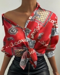  2022 Spring Women Blouse Casual Loose Off Shoulder Shirts Top Knot Lon