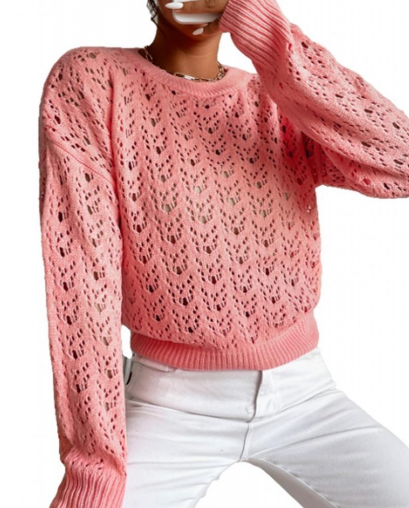 US 14.70 Autumn Women Pullovers Sweater Hollow Out Knitted Jumpers Casual Soli Description