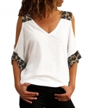  Summer Women T Shirt Fashion Casual Half Sleeve V Neck Cold Shoulder L