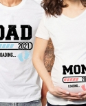  Women Couple Matching T Shirt Casual Short Sleeve Dad Mom Letters Prin