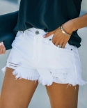 high waist jeans shorts fringe frayed ripped casual hot shorts with po
