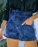  2022 Summer New Womens Denim Shorts Streetwear  Fashion With Belt Wom