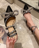  2022 New Rhinestone Butterfly Knot Sandals Fine Heel Sandals Women Cry