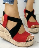  2022 New Summer Womens Sandals Open Toe Wedge Shoes Platform Buckle H