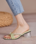  2022 New Women Sandals Summer Slippers High Heels Fashion Square Head 