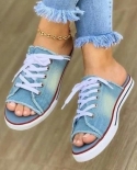  2022 New Fashion Women Canvas Sandals Breathable Summer Slippers Lace 