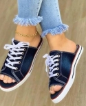 2022 New Fashion Women Canvas Sandals Breathable Summer Slippers Lace 