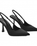  2022 Summer New Women Heels Brand Designer Pointed Slingback Sandals S