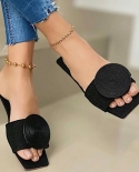  2022 New Woman Summer Flat Sandals Plus Size Round Buckle Solid Flats 