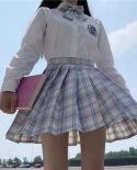  School Skirts Plaid Pleated Skirt Student Cosplay Anime Mini Grid Skir