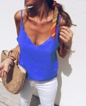  Summer Sleeveless Tank Top Women Loose V Neck Elegant Vest Crop Tops T