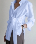  2022 Fashion Women Shirt Blouse Long Sleeve Ruched Solid Color Blouse 