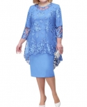  2022 New O Neck High Waist Plus Size Midi Dress M 5xl Elegant Embroide