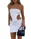  2022 Summer Strapless Knit Bodysuit Beach Womens White Cutout Backles