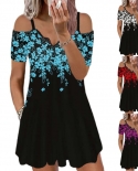  2022 Fashion Short Sleeve Spaghetti Off Shoulder V Neck Summer Floral 