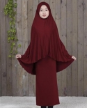 2 peças Vestido Hijab Abaya Vestido Muçulmano Dubai Girl Jilbabs Abayas Saudi Ar