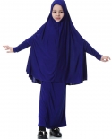  Muslim Children Girls Prayer Dress 2 Pieces Hijab Abaya Ramadan Sets A