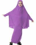 Vestido de oração para crianças muçulmanas meninas 2 peças hijab abaya conjunto de ramadã um