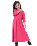  New Fashion Girs Long Dress Arabic Kids Abaya Dubai Kaftan Muslim Dres