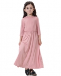  New Fashion Girs Long Dress Arabic Kids Abaya Dubai Kaftan Muslim Dres