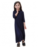 Nova moda Girs Vestido Longo Árabe Infantil Abaya Dubai Kaftan Muçulmano Dres