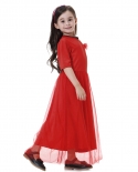  Kids Abaya Dubai Kaftan Muslim Long Dress Turkish Islamic Short Sleeve
