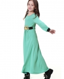 Novo árabe infantil Abaya Dubai Kaftan Muçulmano Vestido Abayas Turco Islâmico