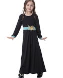 Novo árabe infantil Abaya Dubai Kaftan Muçulmano Vestido Abayas Turco Islâmico