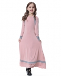 Crianças muçulmanas Abaya Girls Long Robe Vestidos Maxi Dress Kimono Jubah Ra